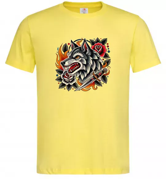 Чоловіча футболка Олдскул вовк Лимонний фото