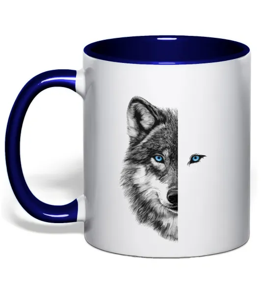 Чашка с цветной ручкой Вовк око Глубокий темно-синий фото