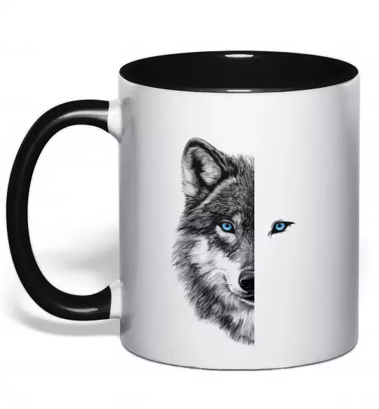 Чашка с цветной ручкой Вовк око Черный фото