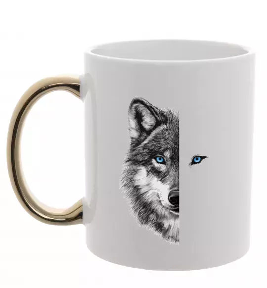 Чашка с цветной ручкой Вовк око Золото фото