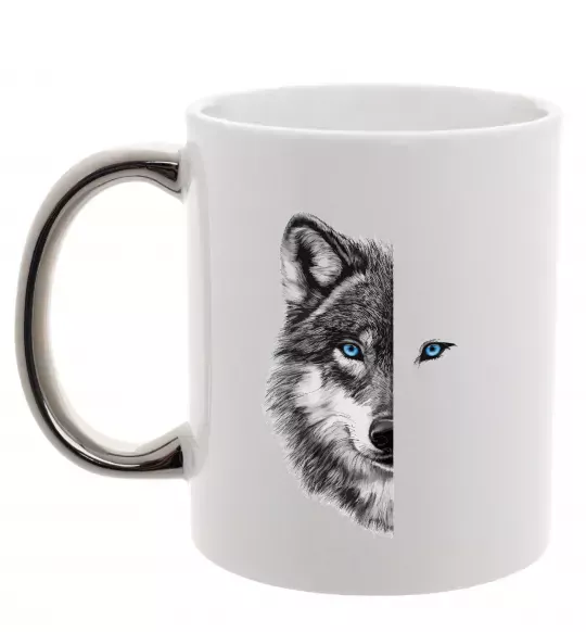 Чашка с цветной ручкой Вовк око Серебро фото