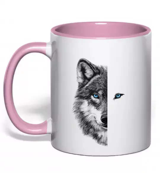Чашка с цветной ручкой Вовк око Нежно розовый фото