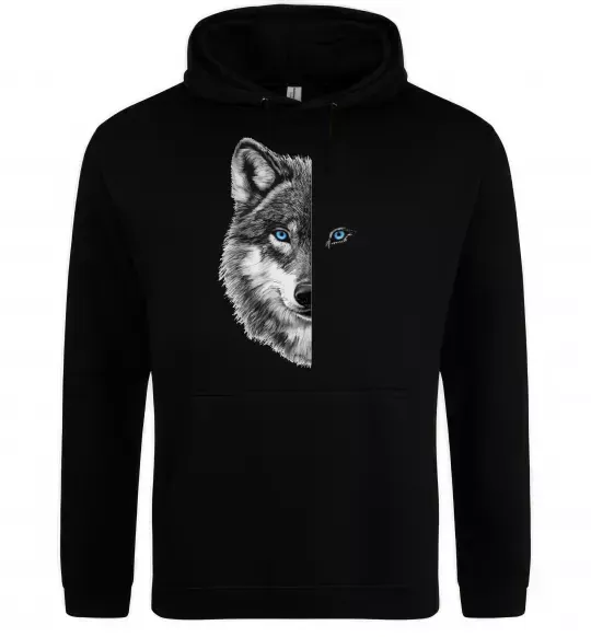 Мужская толстовка (худи) Вовк око Черный фото