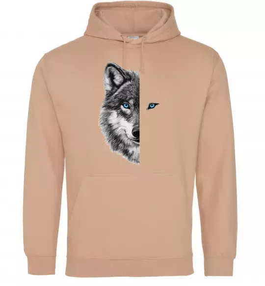 Мужская толстовка (худи) Вовк око Песочный фото