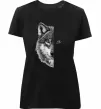 Женская премиум футболка Вовк око Черный фото