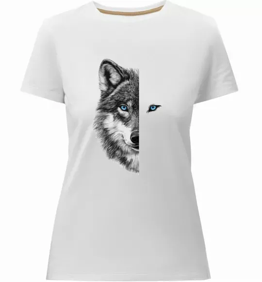Женская премиум футболка Вовк око Белый фото
