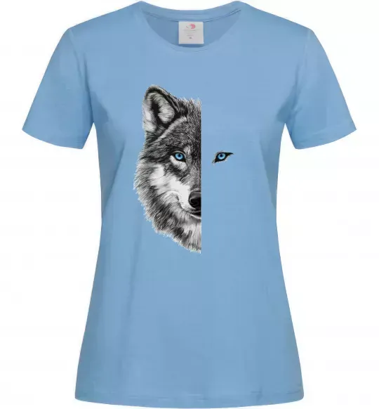 Женская футболка Вовк око Голубой фото