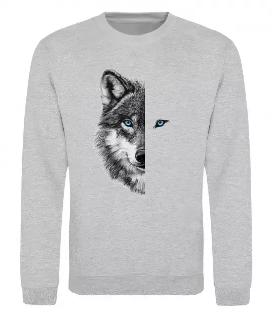 Світшот Вовк око Сірий меланж фото