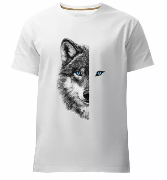 Чоловіча преміум футболка Вовк око Білий фото