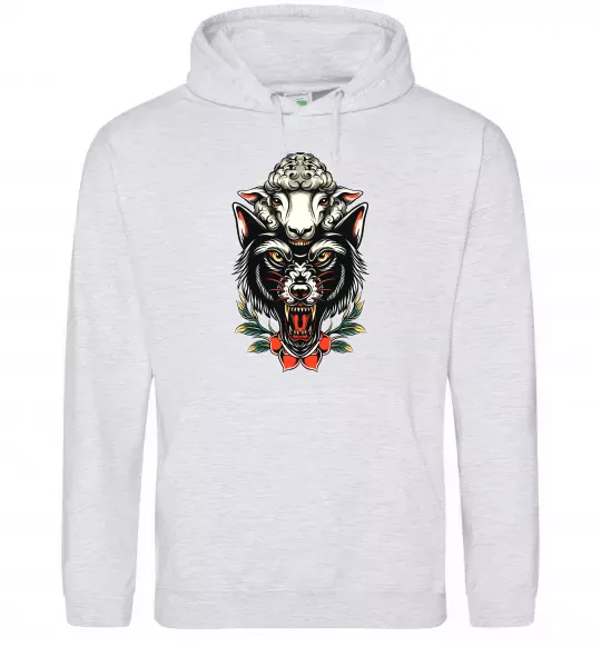 Женская толстовка (худи) Вовк в овечій шкурі Серый меланж фото