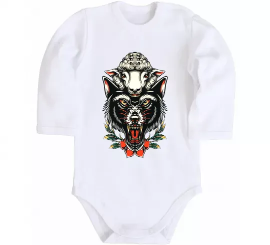 Детский боди Вовк в овечій шкурі Белый фото