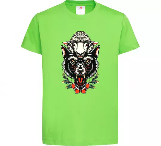 Детская футболка Вовк в овечій шкурі Лаймовый фото