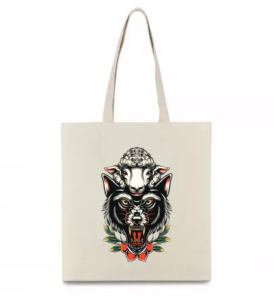 Еко-сумка Вовк в овечій шкурі Бежевий фото