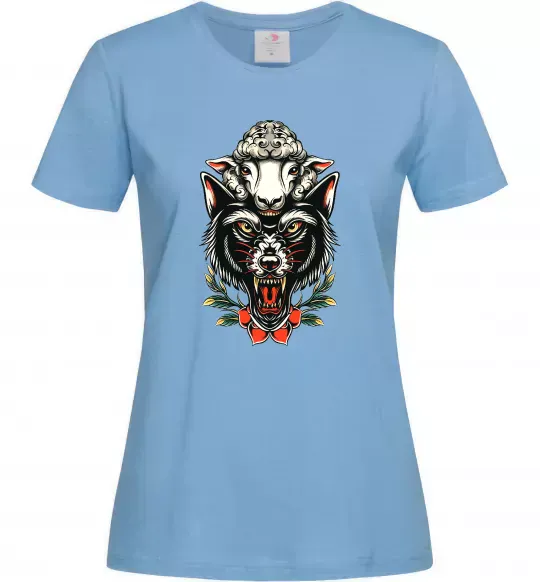 Женская футболка Вовк в овечій шкурі Голубой фото