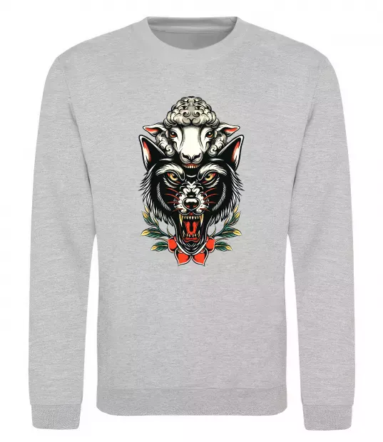 Свитшот Вовк в овечій шкурі Серый меланж фото