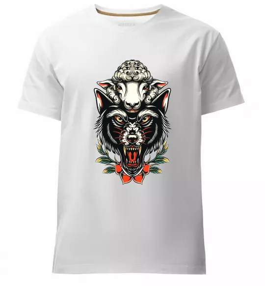 Мужская премиум футболка Вовк в овечій шкурі Белый фото