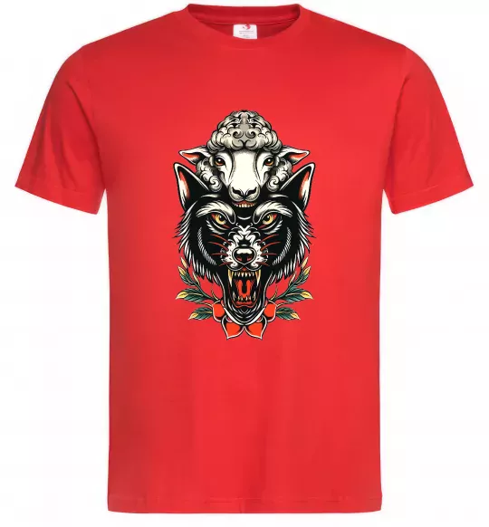 Мужская футболка Вовк в овечій шкурі Красный фото