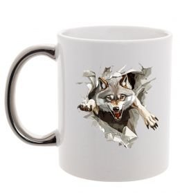 Чашка с цветной ручкой Вовк стрибок