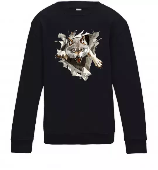 Детский Свитшот Вовк стрибок Черный фото
