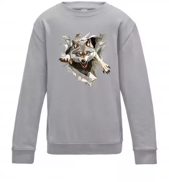Детский Свитшот Вовк стрибок Серый меланж фото