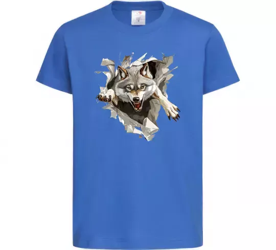 Дитяча футболка Вовк стрибок Яскраво-синій фото