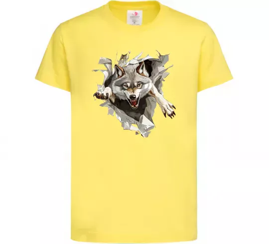 Дитяча футболка Вовк стрибок Лимонний фото