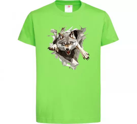 Дитяча футболка Вовк стрибок Лаймовий фото