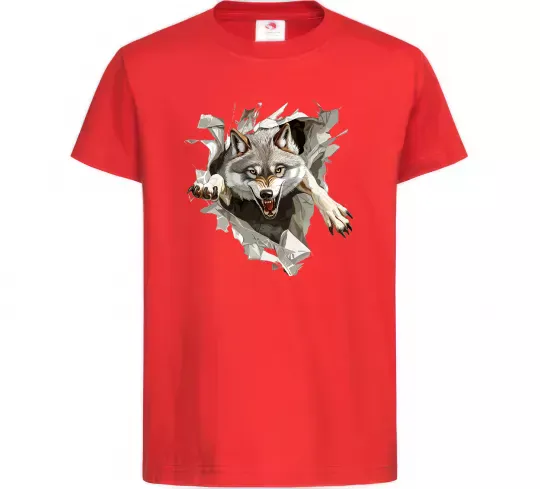 Дитяча футболка Вовк стрибок Червоний фото