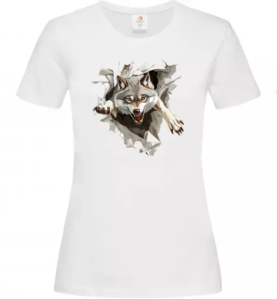 Женская футболка Вовк стрибок Белый фото