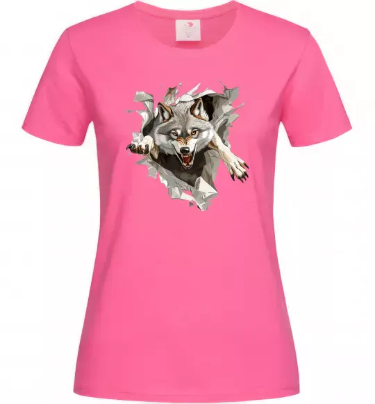 Женская футболка Вовк стрибок Ярко-розовый фото