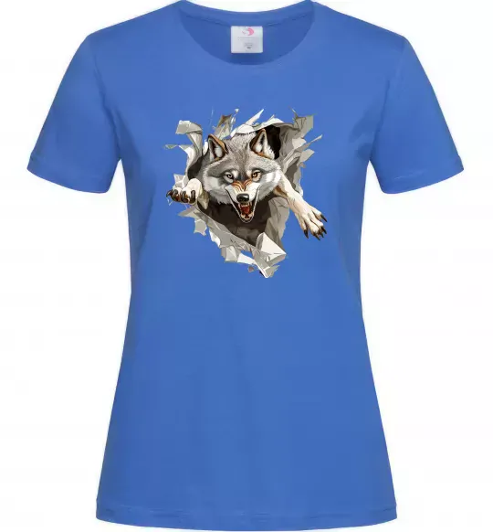Женская футболка Вовк стрибок Ярко-синий фото