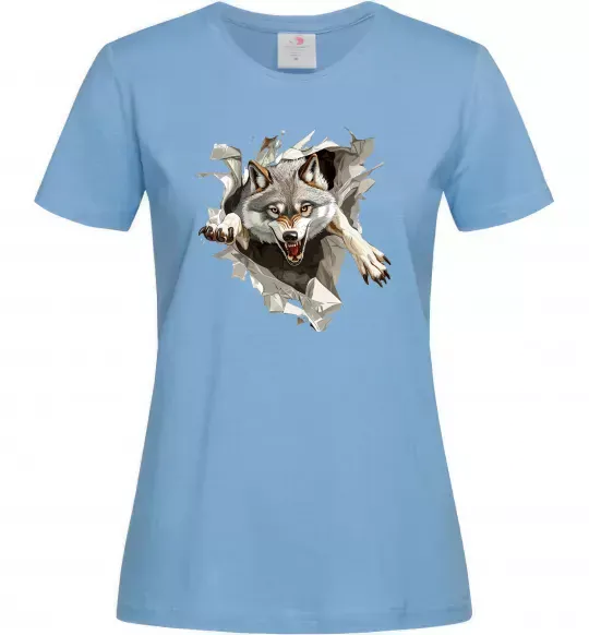 Женская футболка Вовк стрибок Голубой фото