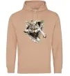 Чоловіча толстовка (худі) Вовк стрибок Пісочний фото