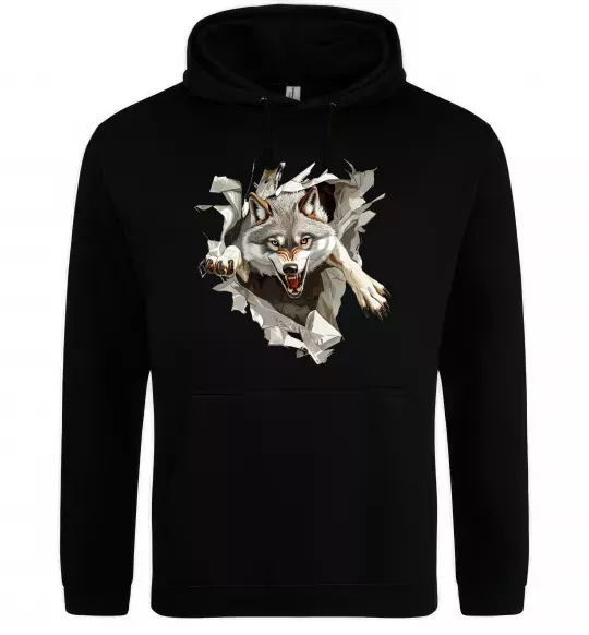 Женская толстовка (худи) Вовк стрибок Черный фото