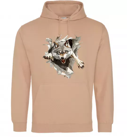 Женская толстовка (худи) Вовк стрибок Песочный фото