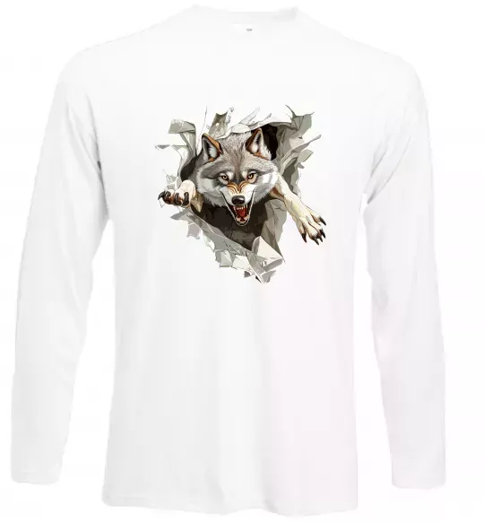Лонгслив Вовк стрибок Белый фото