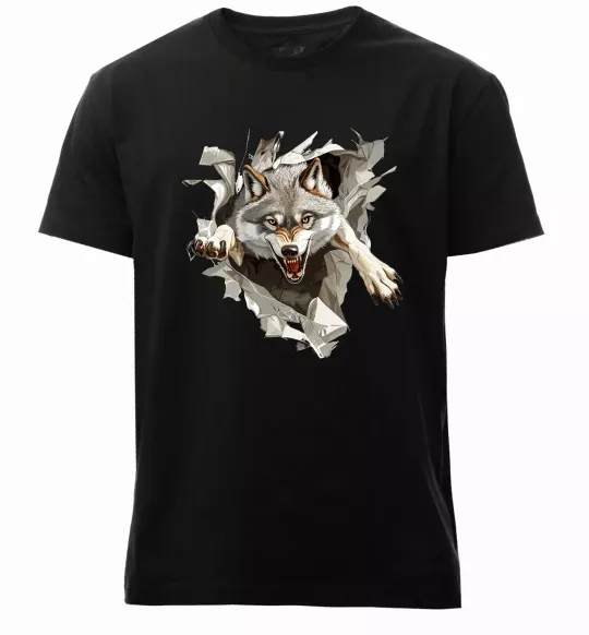 Мужская премиум футболка Вовк стрибок Черный фото