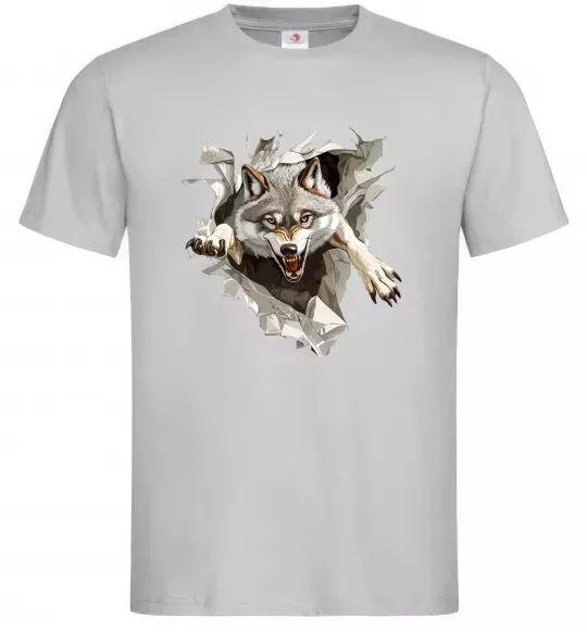 Мужская футболка Вовк стрибок Серый фото