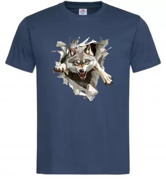 Мужская футболка Вовк стрибок Темно-синий фото