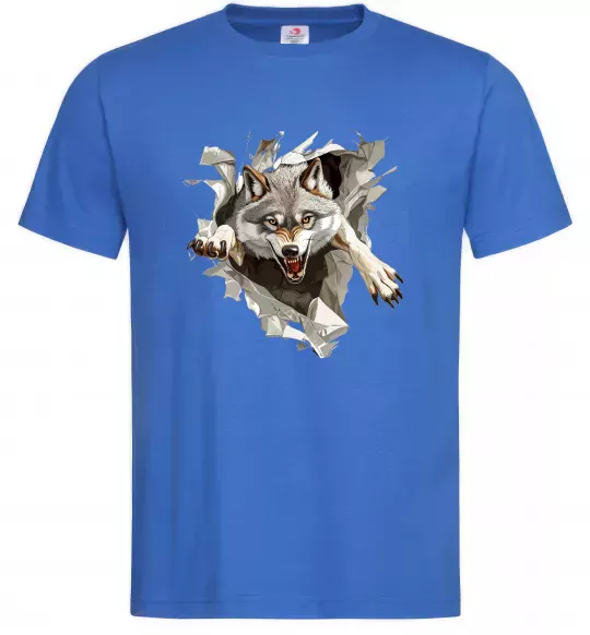 Мужская футболка Вовк стрибок Ярко-синий фото