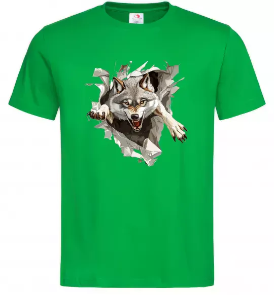 Мужская футболка Вовк стрибок Зеленый фото