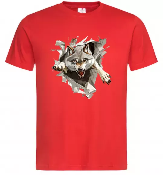 Мужская футболка Вовк стрибок Красный фото