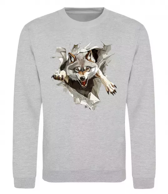 Свитшот Вовк стрибок Серый меланж фото