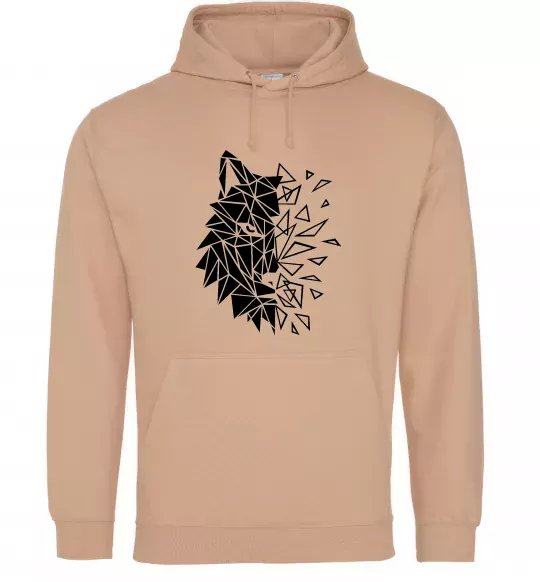 Женская толстовка (худи) Вовк мозаїка Песочный фото