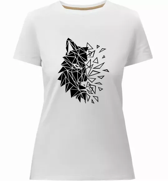 Женская премиум футболка Вовк мозаїка Белый фото