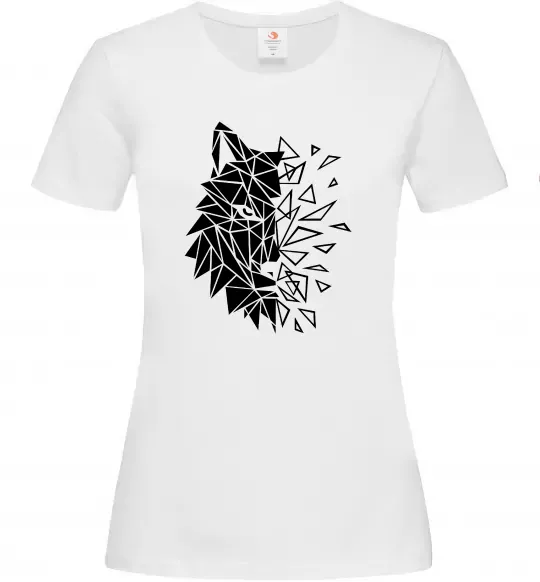 Женская футболка Вовк мозаїка Белый фото