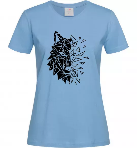 Женская футболка Вовк мозаїка Голубой фото