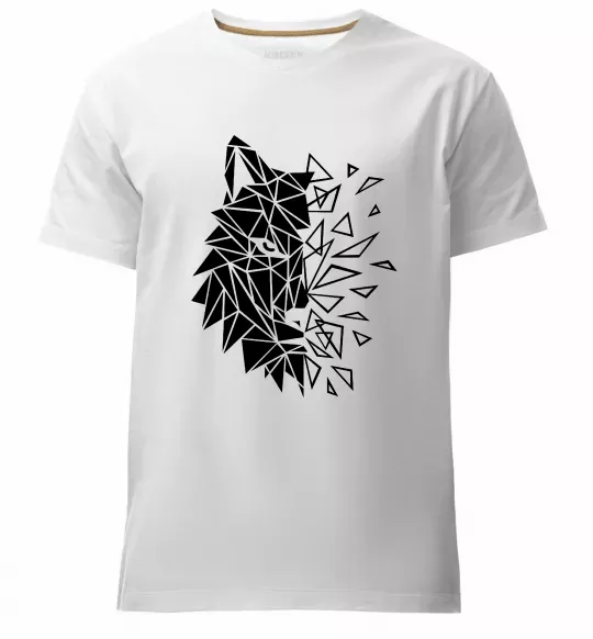 Чоловіча преміум футболка Вовк мозаїка Білий фото