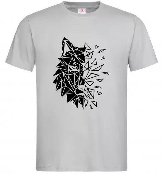Мужская футболка Вовк мозаїка Серый фото