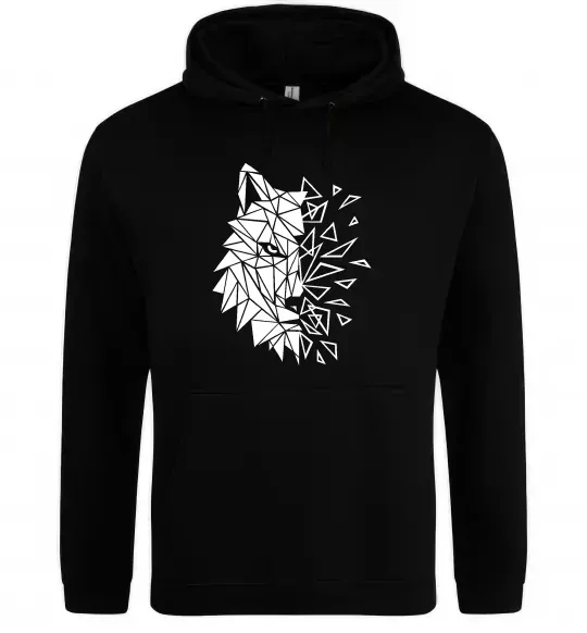 Женская толстовка (худи) Вовк мозаїка Черный фото